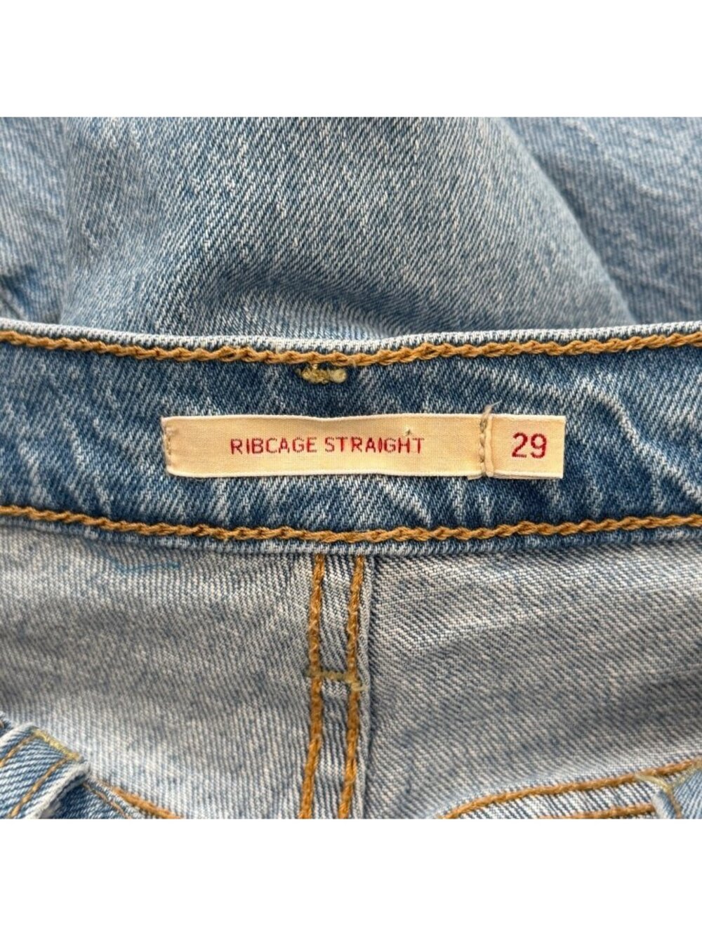 Levis Womens Size 29 Rib-Cage Straight Jeans High-Waisted Light Wash Raw Hem - Picture 4 of 10